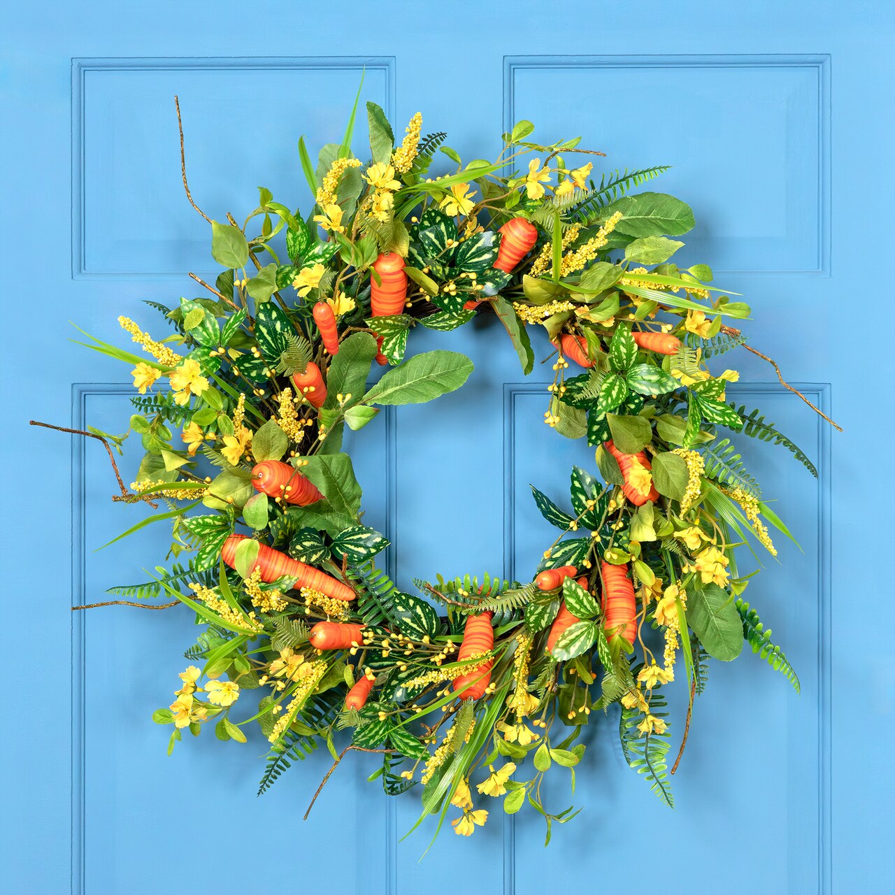 Northlight Floral Easter Artificial Wreath with Spring Carrots - 22"